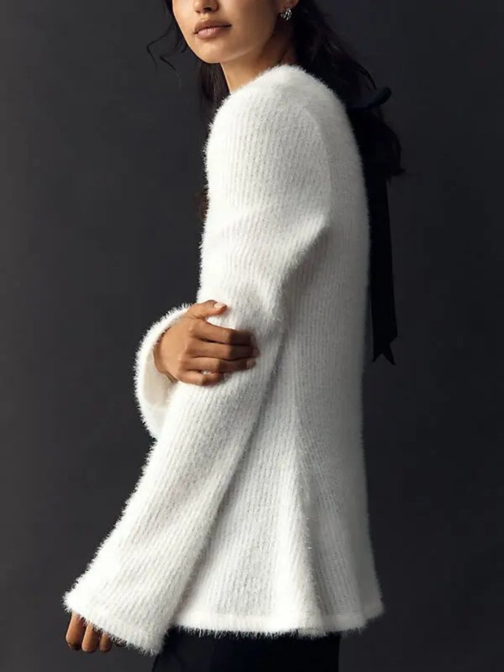 Anthropologie Maeve Tie-Back Bell-Sleeve Top, Ivory, L - Picture 3 of 7